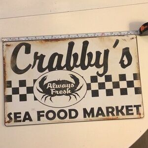 Crabby's Sea Food Market metal Sign